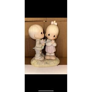 Precious Moments Love is from above Ceramic Boy Holding Flowers Girl Figurine